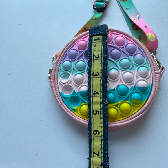 Women’s Circular Crossbody Bag with Pop-it Sensory Design 8 Inch - Picture 3 of 5